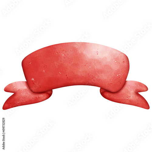 Watercolor Red Banner Illustration Isolated on Transparent Background