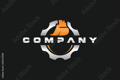 scoop excavator gear emblem logo