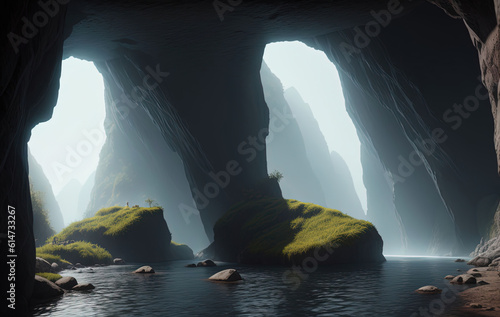 The cave. Magnificent view. Ai generated technology photo