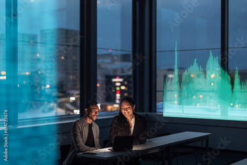 Finance specialists working at night