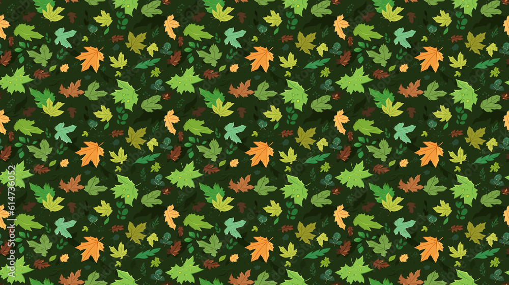 Seamless pattern of leaves, created with generative AI technology Seamless pattern of leaves, created with generative AI technology