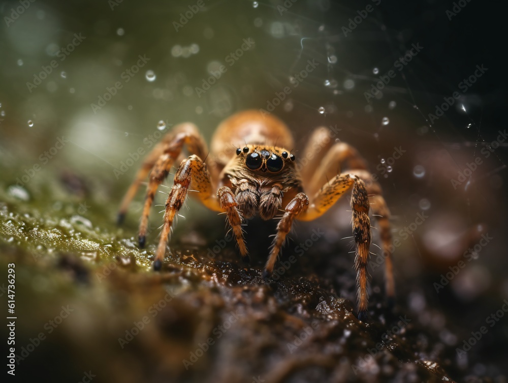 A macro shot of a spider weaving its web, highlighting the precision and intricacy of its craft . Generative AI