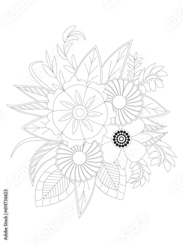  Flowers Leaves Coloring page Adult.Contour drawing of a mandala on a white background. Vector illustration Floral Mandala Coloring Pages, Flower Mandala Coloring Page, Coloring Page For Adul 