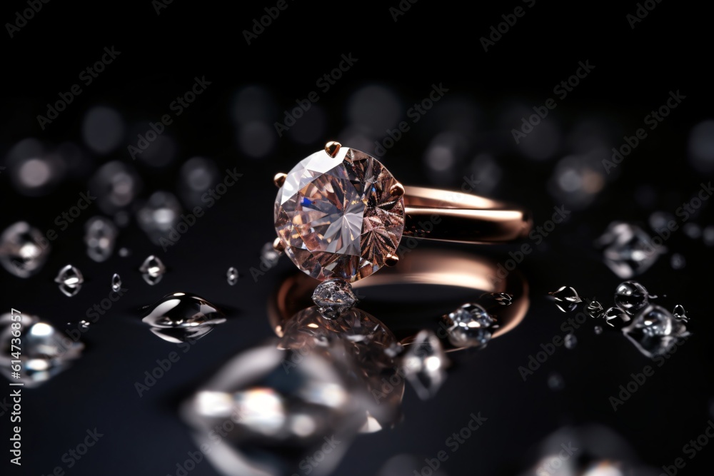 A macro image of a diamond ring, capturing the brilliant facets and sparkle of the gem . Generative AI A macro image of a diamond ring, capturing the brilliant facets and sparkle of the gem . Generative AI