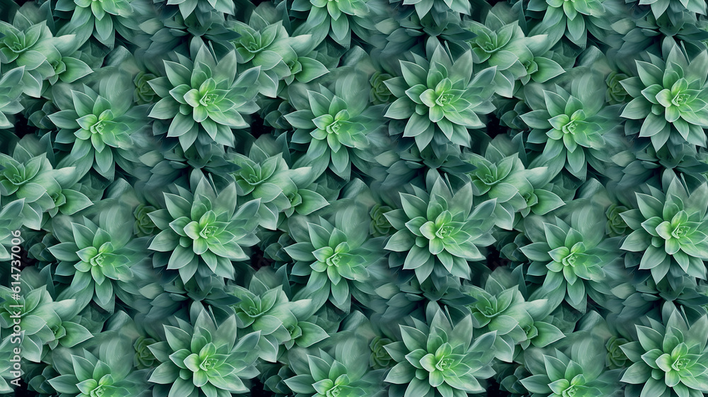 Seamless succulent plant pattern, created with generative AI technology Seamless succulent plant pattern, created with generative AI technology