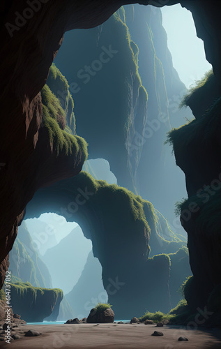 The cave. Magnificent view. Ai generated technology photo