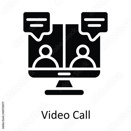 Video Call  Vector Solid  Icon Design illustration. Network and communication Symbol on White background EPS 10 File