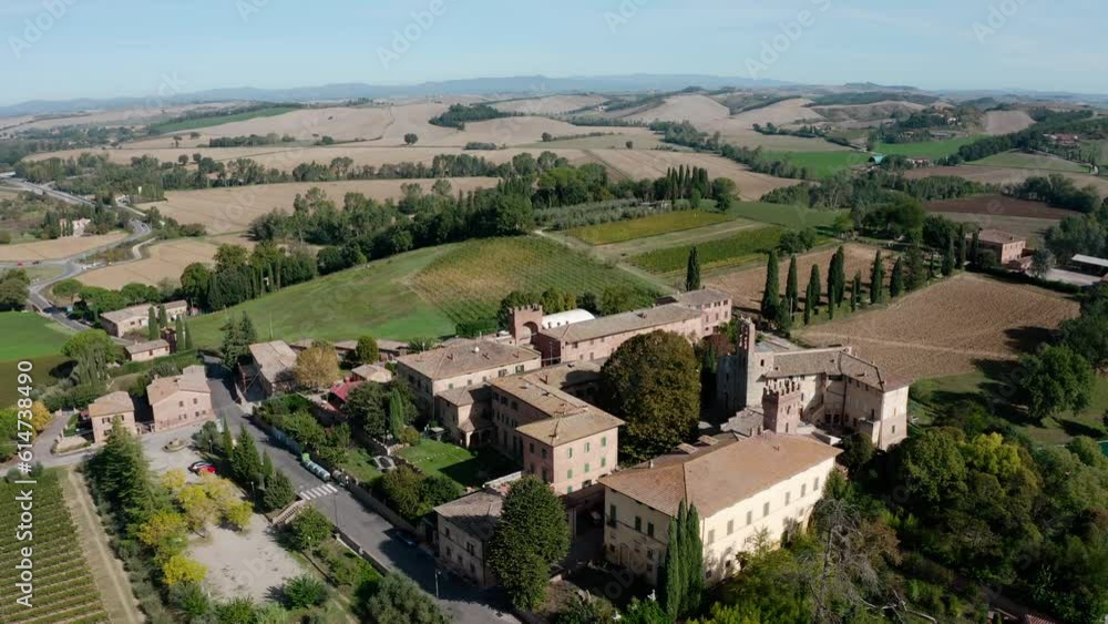Aerial view of the town of Lucignano d'Arbia in Tuscany Aerial view of the town of Lucignano d'Arbia in Tuscany