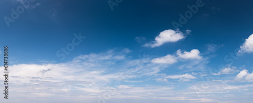 Panoramic beautiful sky with white clouds. © yotrakbutda