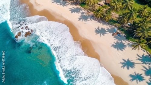 A vibrant aerial view of a tropical beach. AI Generative © Rafa Fernandez