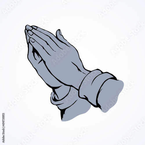 Praying hands. Vector drawing