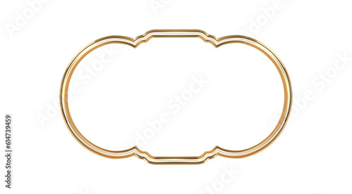 Arabic golden arch isolated. 3D render islam architecture shape for muslim holidays. Design decoration elements, frame,window, portal, border. Realistic vector illustration.