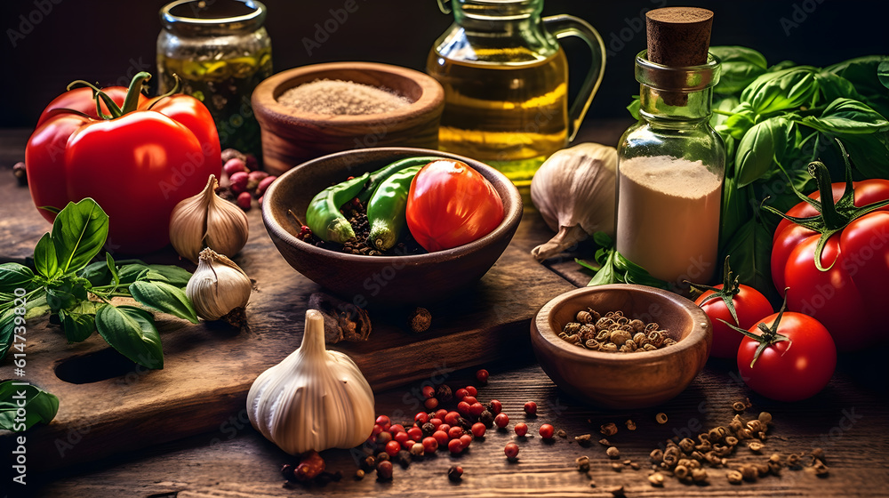 Organic food, vegetables, seeds, oils, nicely presented, Generative AI Organic food, vegetables, seeds, oils, nicely presented, Generative AI