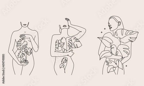 Minimal Woman Art. One Line Art. Naked Woman Wall Art. Nude Print. Naked Female Pose. Flower body