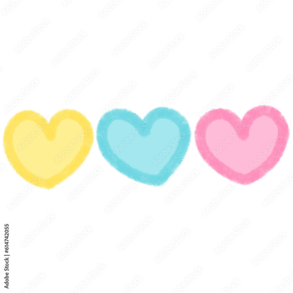 Heart Line Colorful Illustration Icon Collection Shape Office Worker Draw Doodle Cute Decoration