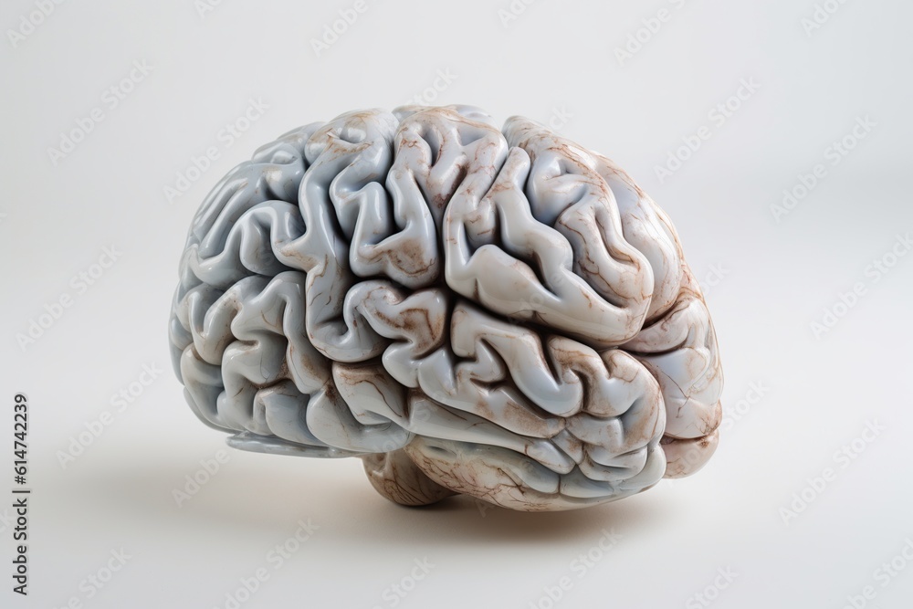 organ male brain on a white background. generative ai. organ male brain on a white background. generative ai.