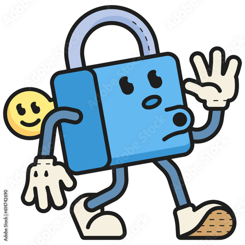 lock retro cartoon illustration