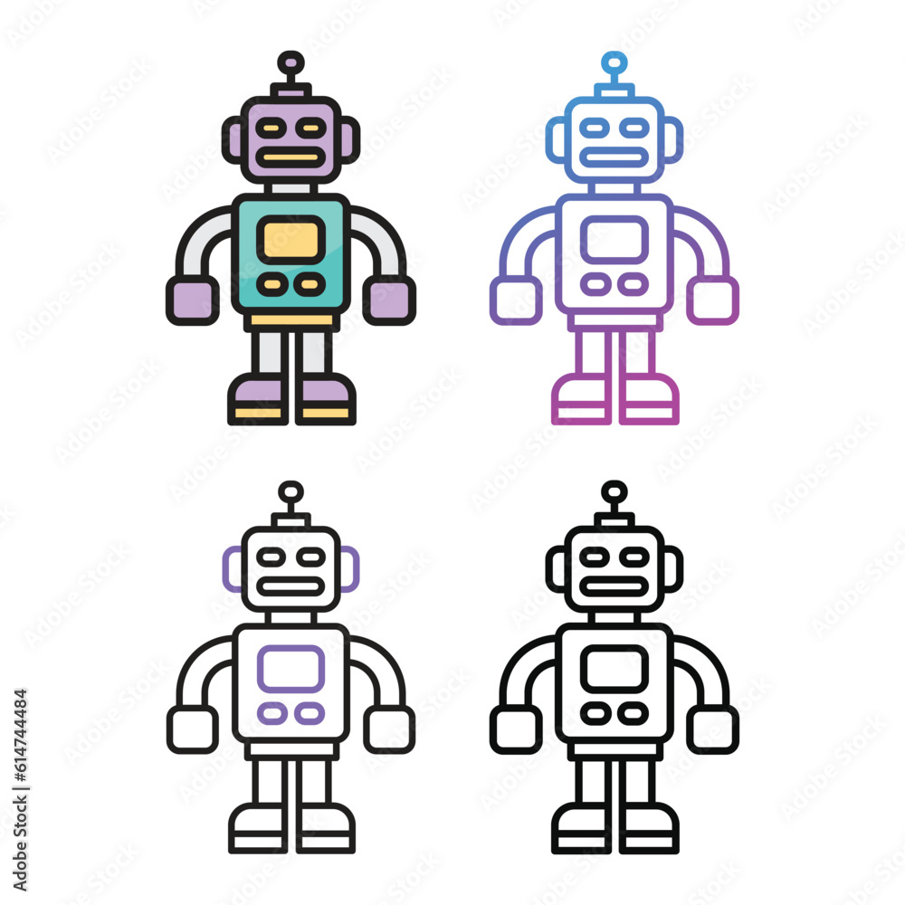 Robot icon design in four variation color