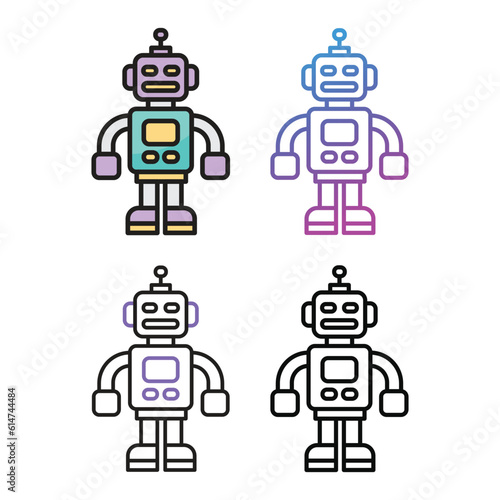 Robot icon design in four variation color