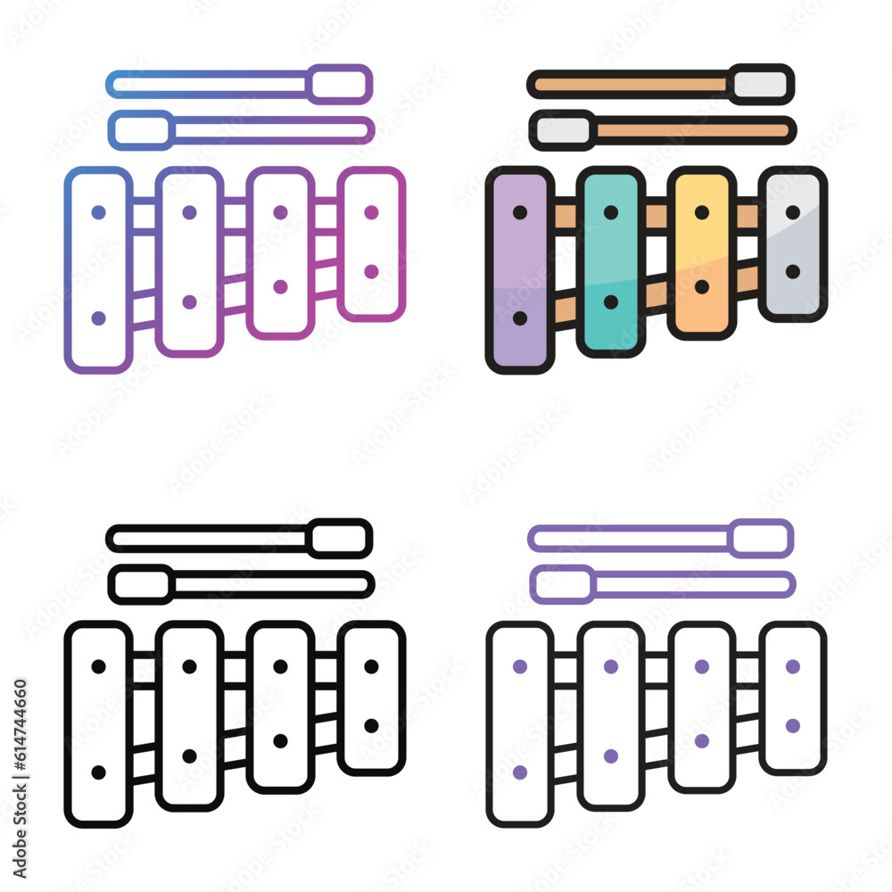 Xylophone icon design in four variation color Xylophone icon design in four variation color
