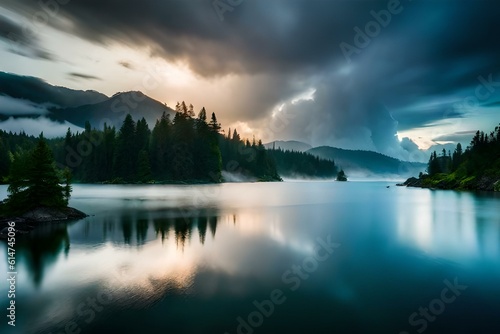 lake in the mountains AI Generated  © SadiGrapher