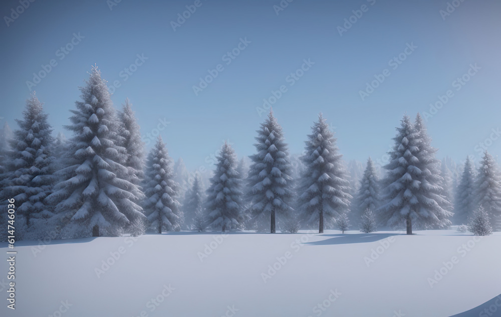 Naklejka premium Winter Christmas mood. Winter landscape. Ai generated technology