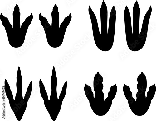 Set of Dinosaur Footprint Silhouette