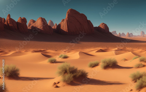Desert Sand Mountain Scenery. Ai generated technology