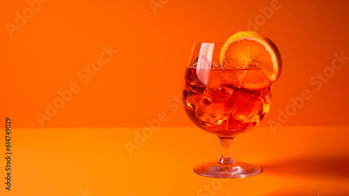 glass of aperol spritz cocktail isolated on orange background