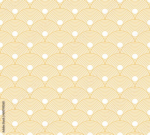 Seamless geometric pattern of Japanese clouds in shades of yellow.