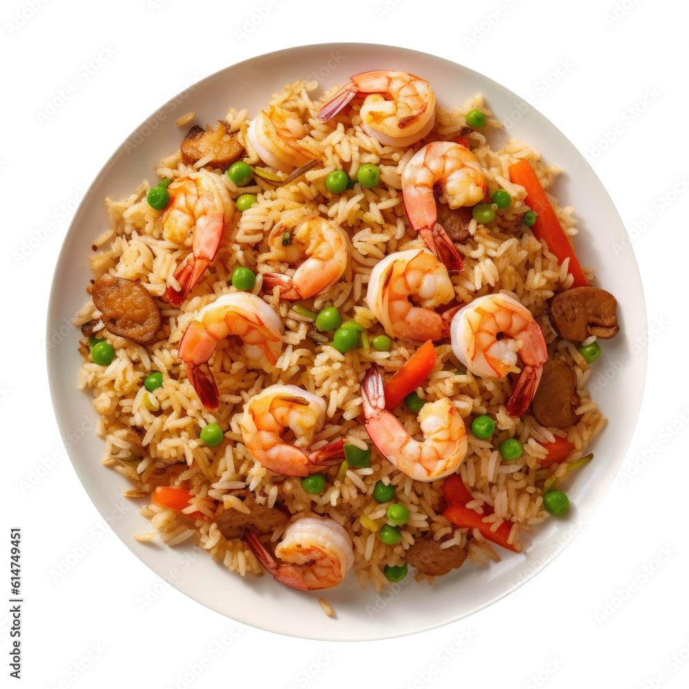 Delicious Shrimp Fried Rice Isolated on a Transparent Background Delicious Shrimp Fried Rice Isolated on a Transparent Background