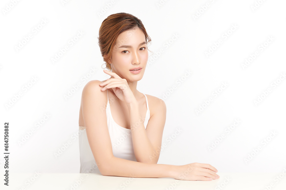 Beautiful young asian woman with clean fresh skin on white background, Face care, Facial treatment, Cosmetology, beauty and spa, Asian women portrait. Beautiful young asian woman with clean fresh skin on white background, Face care, Facial treatment, Cosmetology, beauty and spa, Asian women portrait.