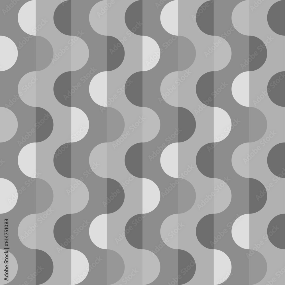 Seamless pattern of geometric shapes in shades of gray.