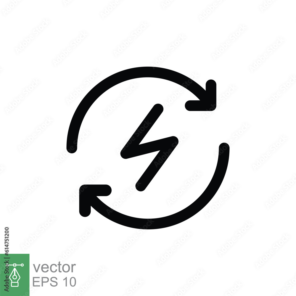 Energy backup power icon. Simple outline style. Power supply, generator, electricity, vehicle battery concept. Thin line symbol. Vector illustration isolated on white background. EPS 10. Energy backup power icon. Simple outline style. Power supply, generator, electricity, vehicle battery concept. Thin line symbol. Vector illustration isolated on white background. EPS 10.