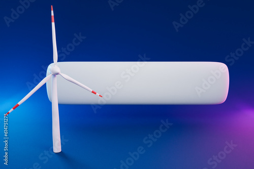 floating chat symbol for phone application on colorfull infinite background; miniature windmill sustainablity renewable energy concept; 3d illustration photo