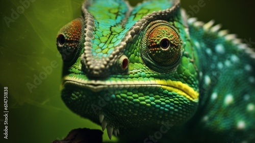 close-up green chameleon 