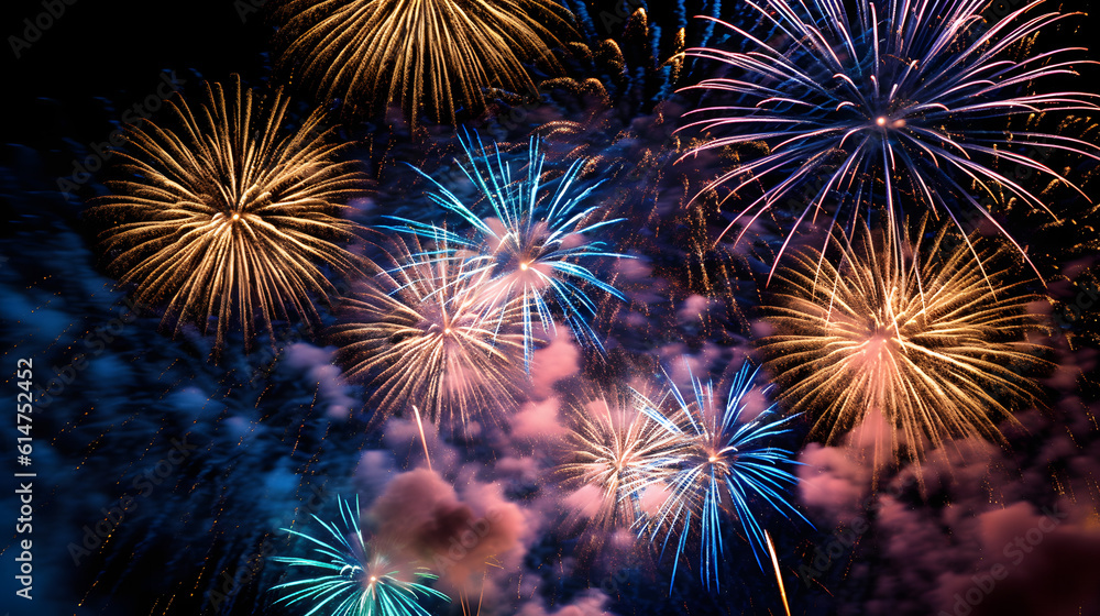 Fototapeta premium Beautiful Fireworks in The Night Sky