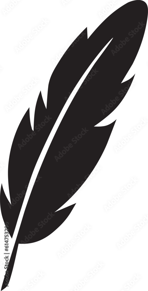 Obraz premium Feather icon. Black feather icon. Black feather design.