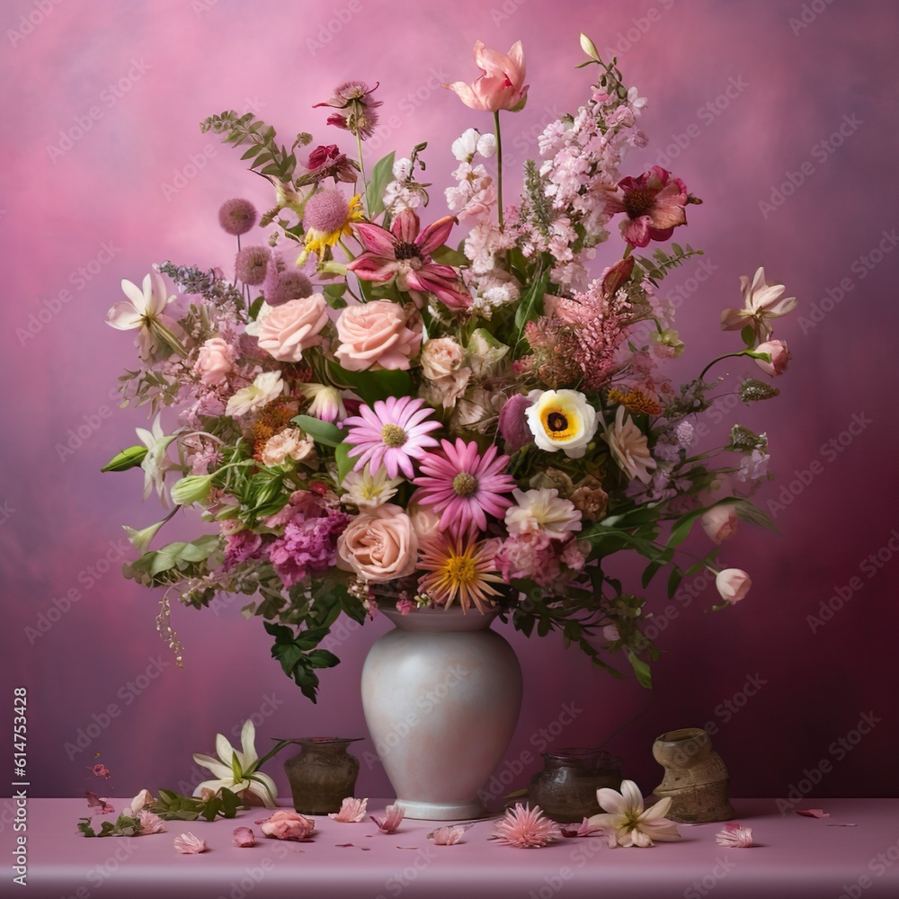 Fototapeta premium still life with flowers and eggs