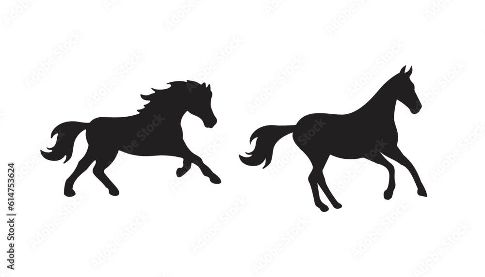 horse silhouette illustration. chevaux en silhouettes noires