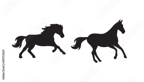 horse silhouette illustration. chevaux en silhouettes noires