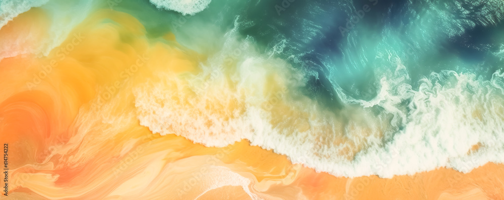  illustration of beautiful abstract pattern of sea and beach in color painting style.summer or holiday background.generative ai art
