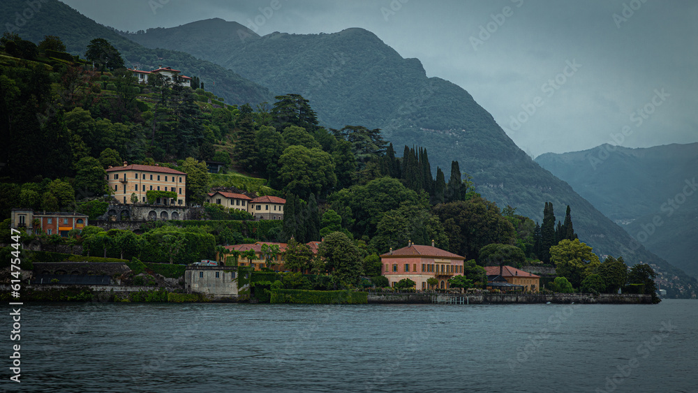 Famous and beautiful small towns on Lake Como in Italy. Beautiful small towns with old streets, villas, beautiful gardens and nice restaurants.Lombardy region