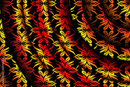Beautiful colourful golden gold gradient line art pattern of indonesian culture traditional tenun batik ethnic dayak ornament 