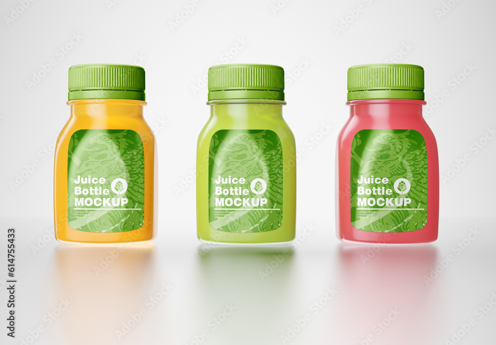 Set of 3 Juice Plastic Bottle Mockup Stock Template Adobe Stock