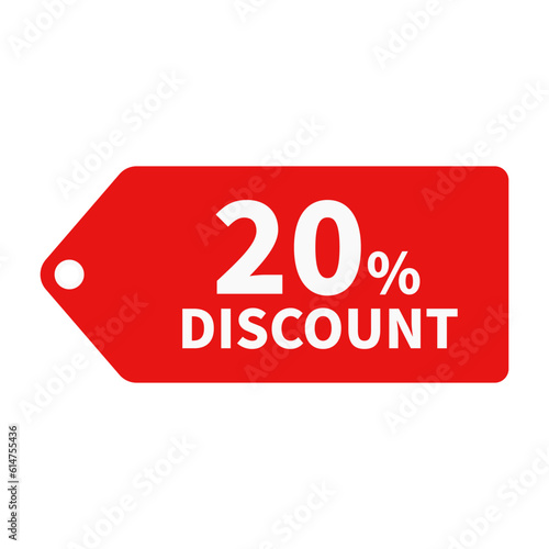 20 Discount In Red Color Hanging Tag Shape For Promotion Sale 