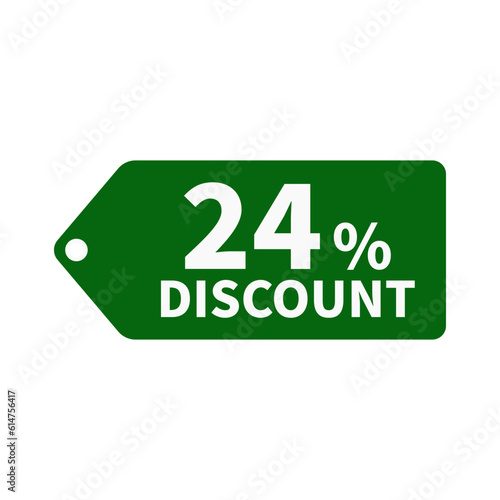 24 Discount In Green Color Hanging Tag Shape For Promotion Sale
