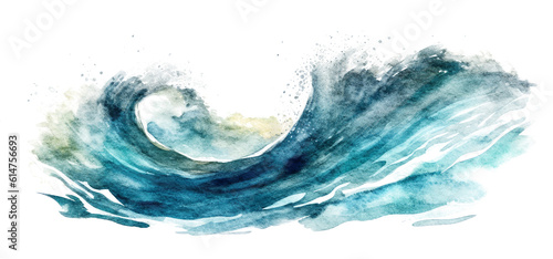Ocean wave painted in watercolor, isolated on transparent white background © Photocreo Bednarek