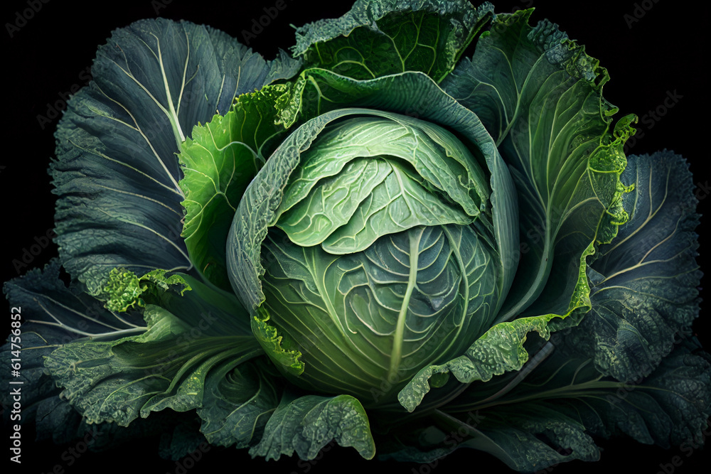 Obraz premium White cabbage is growing. AI Generated
