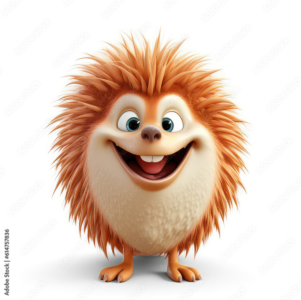 Cartoon echidna mascot smiley face on white background